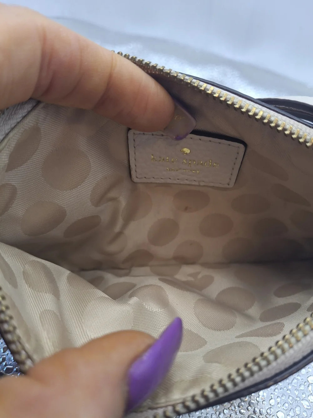 Kate Spade Cream Wristlet Clutch with Front Zip Pocket